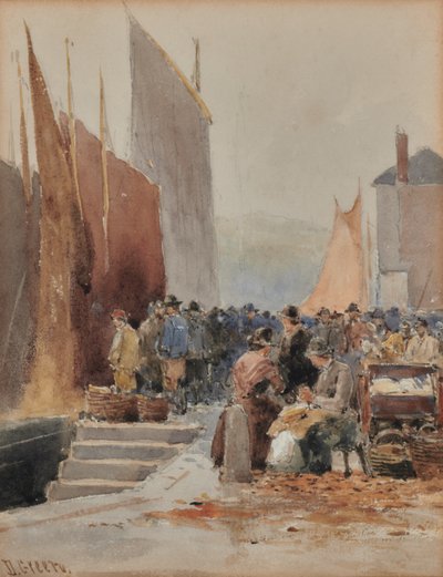 Scène de port : Arrivée de la flotte de pêche - David Gould Green