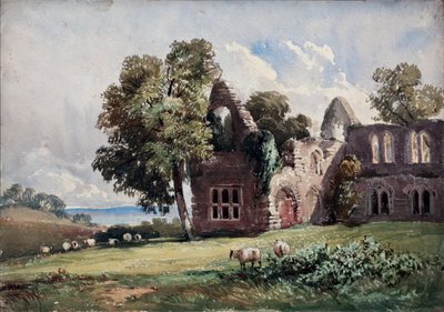 Abbaye en ruine et moutons - David Hall McKewan