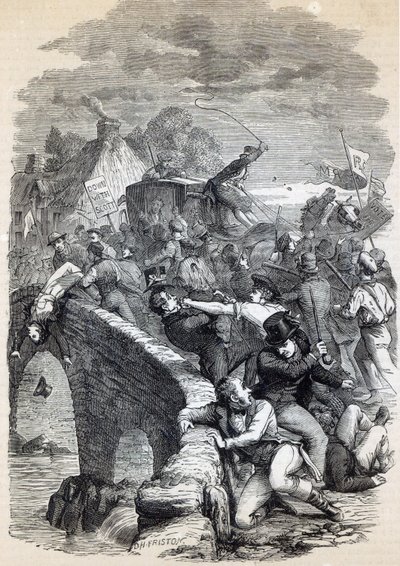 Émeute électorale à Hawick, 1837, illustration de 