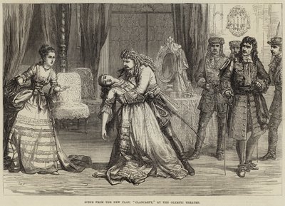 Scène de la nouvelle pièce, Clancarty, au théâtre olympique - David Henry Friston