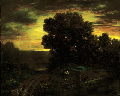 Paysage de rivière au coucher du soleil - David Johnson