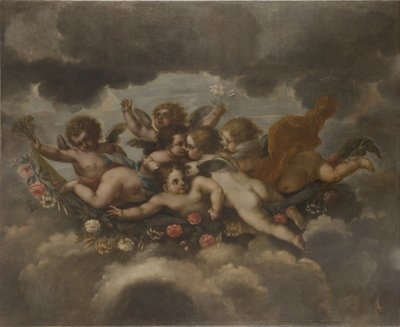 Putti ornant de fleurs - David Klöcker Ehrenstrahl