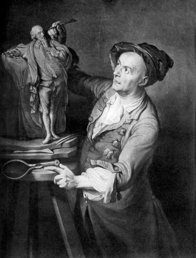 Louis François Roubiliac sculptant Shakespeare, vers 1765, années 1920 - David Martin