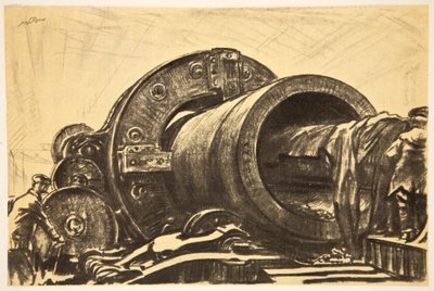 Une machine de carottage en action sur un tube de canon lourd, illustration de 