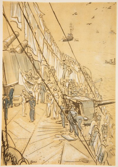 Sur un cuirassé : aération des couvertures, illustration de 