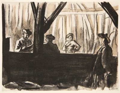 Soldats écossais dans une grange française, illustration de 
