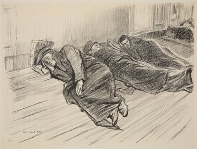 Blessés marchant dormant sur le pont, illustration de 