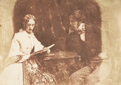 Couple assis, femme lisant, 1843-47 - Hill and Adamson