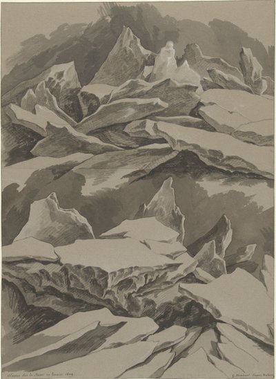 Glaces sur la Meuse en janvier 1809 - David Pièrre Giottino Humbert de Superville (signed by artist)