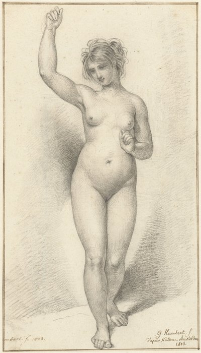 Femme nue debout, bras droit levé - David Pièrre Giottino Humbert de Superville