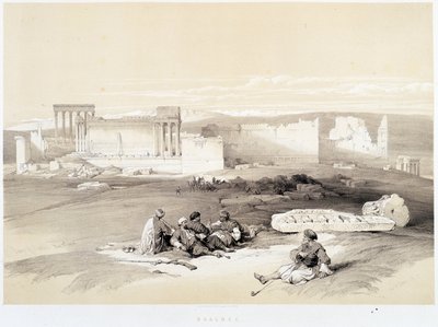 Baalbec (Baalbek) au Liban, dessin réalisé le 05/05/1839 dans « La Terre Sainte », Londres 1849 - David Roberts