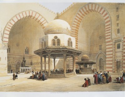 Égypte - 19e siècle - Le Caire - Mosquée du Sultan Hassan - Cour - Gravure de David Roberts - David Roberts