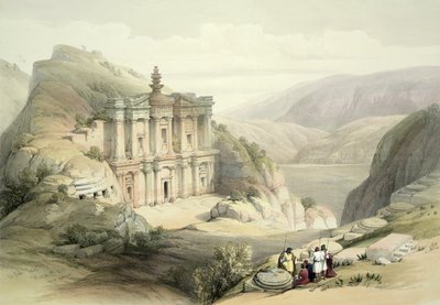 El Deir, Pétra, 8 mars 1839, planche 90 du Volume III de 