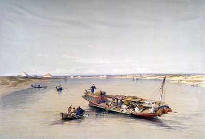 Le Nil en direction des pyramides de Dahshur et Saqqarah, 19ème siècle - David Roberts