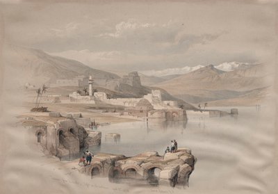 Tibériade, depuis les murs, Safed au loin - David Roberts
