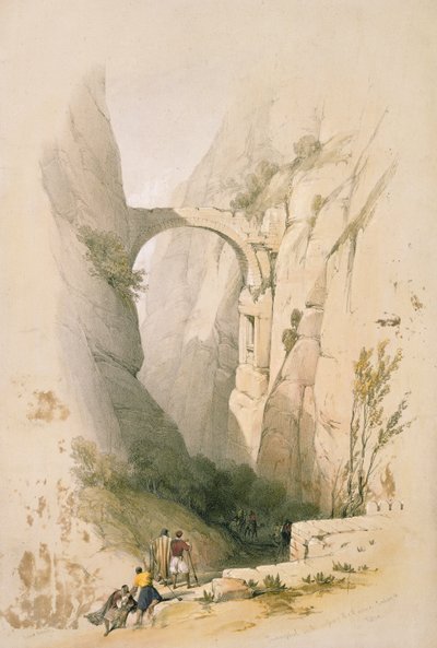 Arc de triomphe traversant le ravin menant à Petra, planche 95 du Volume III de 