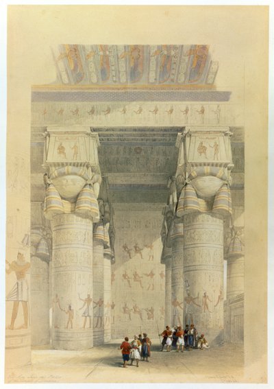 Vue sous le portique du temple de Denderah, Égypte, 19ème siècle - David Roberts