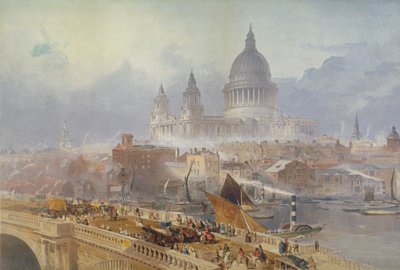 Vue du pont de Blackfriars et de la cathédrale Saint-Paul, Londres - David Roberts