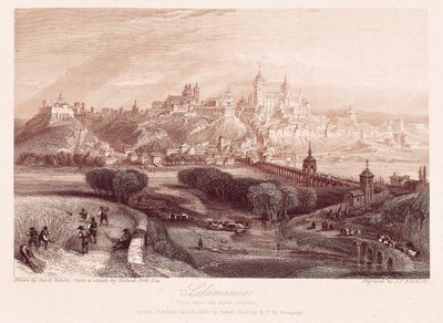 Vue de Salamanque, Espagne, réalisée par David Robert (1796-1864) lors de son voyage en 1837 - David Roberts