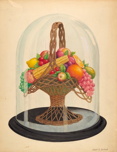 Ornement, fruits en cire sous globe de verre - David S. De Vault