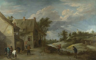 Paysans jouant aux boules devant une auberge de village, vers 1660 - David Teniers the Younger