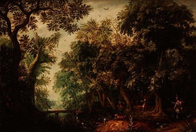 Chasse au cerf dans une forêt - David Vinckboons