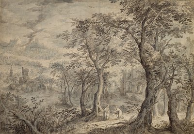Paysage boisé avec la tentation du Christ - David Vinckboons