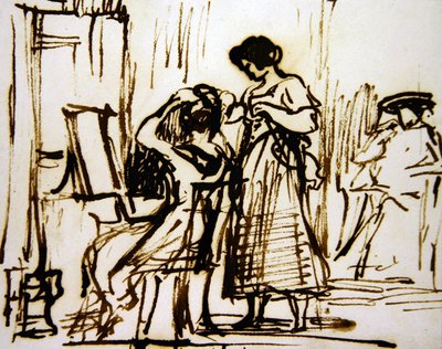 Un intérieur avec une femme se coiffant - David Wilkie