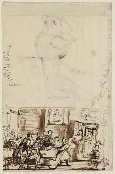 Personnes à une table (recto), et étude pour toilette de cottage (verso) - David Wilkie