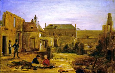 Soldats dans les ruines du château de Hougoumont, Waterloo - David Wilkie