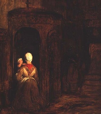 Femme avec un Bébé à Genoux au Confessionnal - David Wilkie