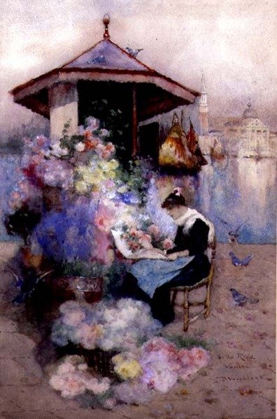 Vendeuse de fleurs sur la Riva, Venise - David Woodlock