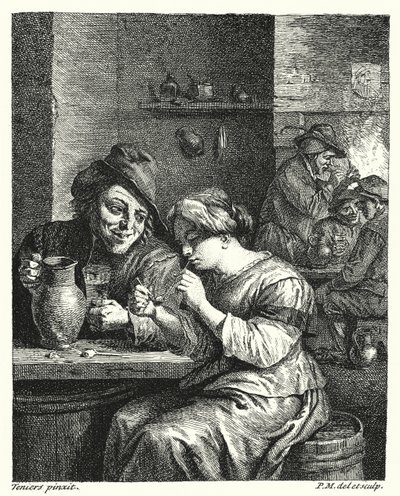 La femme qui fume - David the Younger (after) Teniers