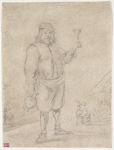 Paysanne levant un verre de vin, vers 1644 - David Teniers the Younger