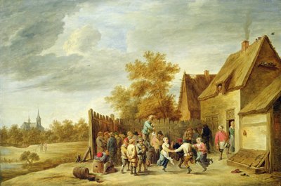 Paysans dansant devant une auberge - David Teniers the Younger