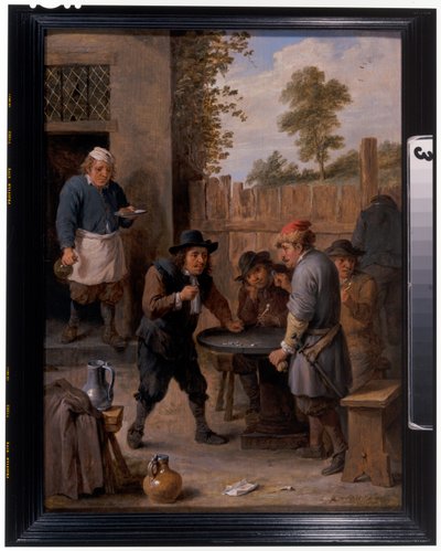 Paysans jouant aux dés devant une auberge - David the Younger Teniers