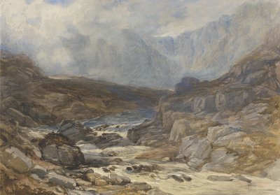 Scène de montagne galloise avec rivière torrentielle - David the younger Cox
