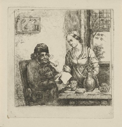 Intérieur avec homme et femme - David van der Kellen