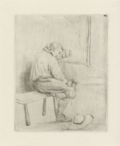 Jeune homme sur un banc - David van der Kellen
