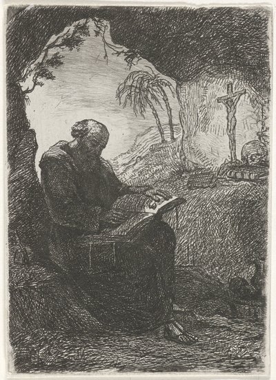 Moine dans une grotte - David van der Kellen