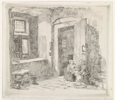 Intérieur avec porte ouverte - David van der Kellen