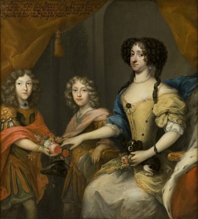 Anna Sofia, princesse du Danemark, électrice de Saxe, avec ses fils Johann Georg et Friedrich August, vers 1680 - David von Krafft