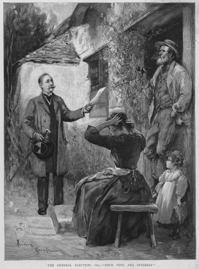 Canvassing pour les votes lors de la campagne des élections générales britanniques de 1892 - Davidson Knowles