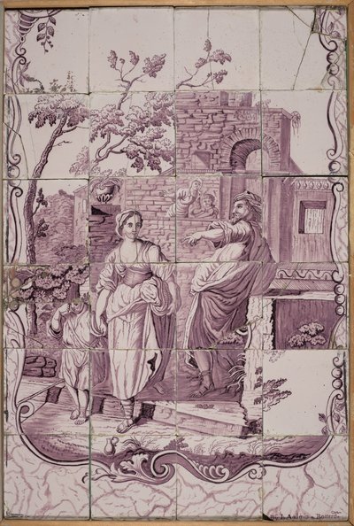 Plaque de tuile : Abraham chassant Agar - De Bloempot Factory