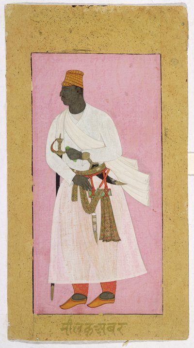 Portrait de Malik Ambar, inscrit en Devanagari, 