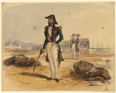 Général avec des troupes en arrière-plan - Denis Auguste Marie Raffet