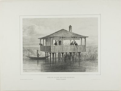 Poste de la colonie militaire hongroise, rive gauche du Danube - Denis Auguste Marie Raffet