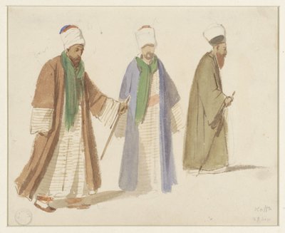 Études de costumes de trois derviches à Kaffa - Denis Auguste Marie Raffet