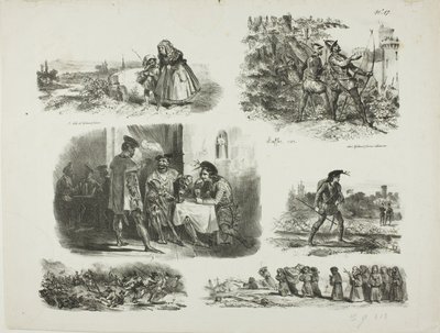 Feuille de croquis - Denis Auguste Marie Raffet