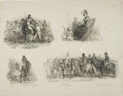 Feuille de croquis - Denis Auguste Marie Raffet